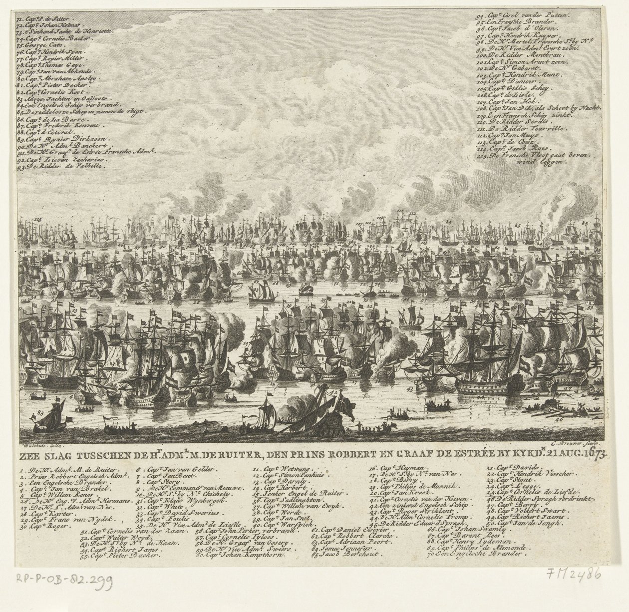Seeschlacht bei Kijkduin, 1673 von Cornelis Brouwer
