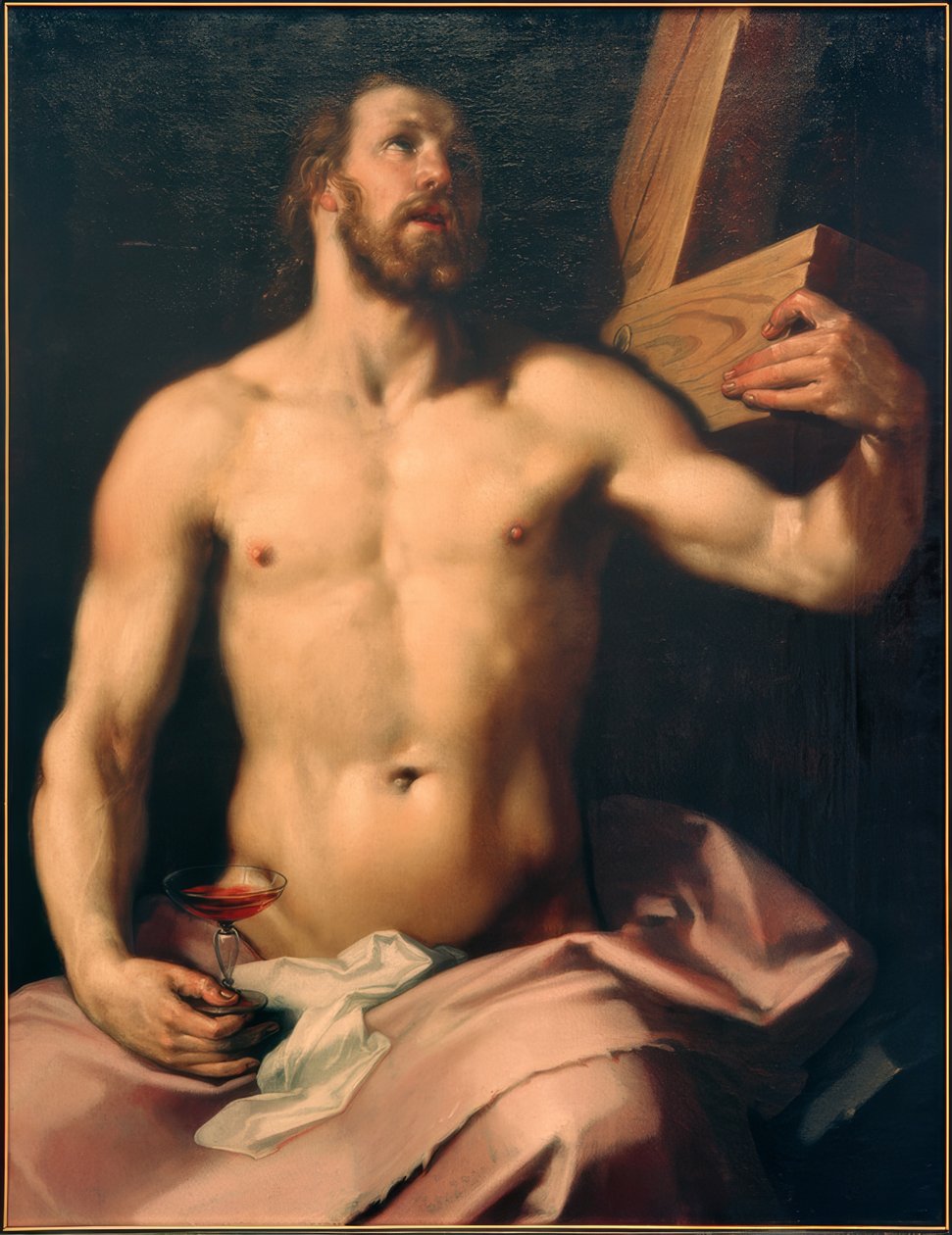Christus mit eucharistischem Kelch und Kreuz von Cornelis Cornelisz