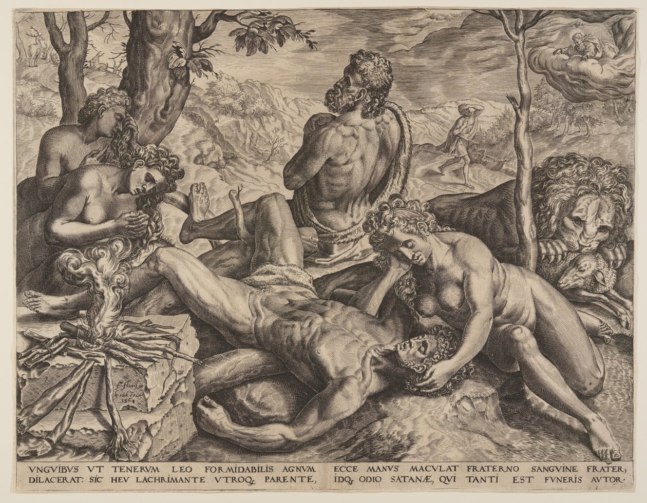 Adam und Eva beklagen den Tod von Abel von Cornelis Cort