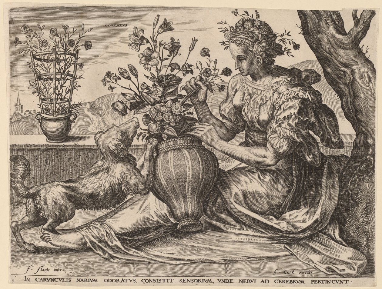 Geruchssinn von Cornelis Cort after Frans Floris I