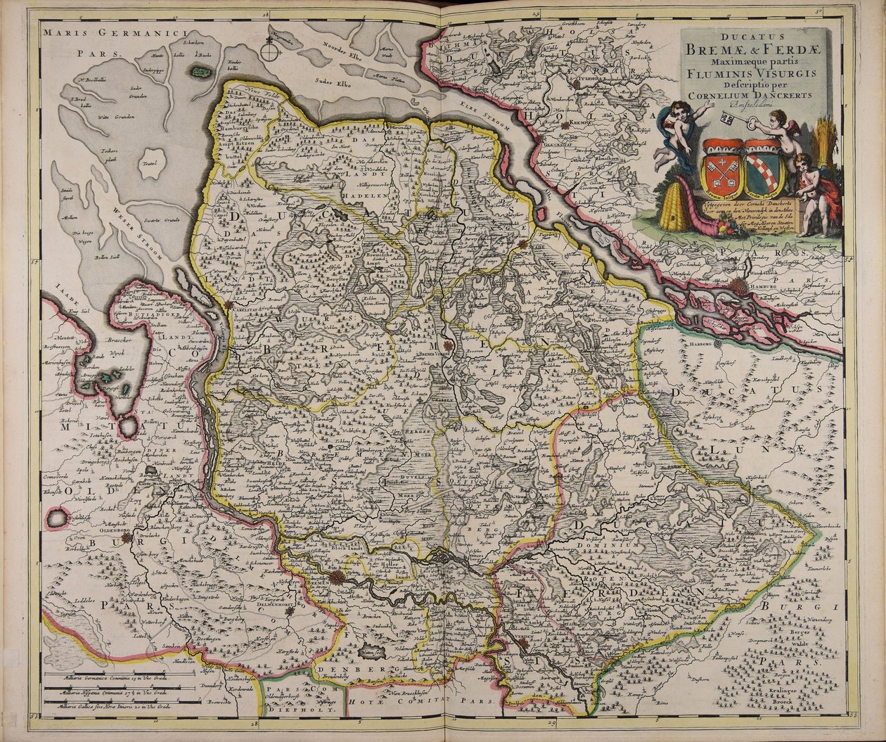 Ducatus Bremae & Ferdae, Beschreibung des Flusses Weser von Cornelis Danckerts