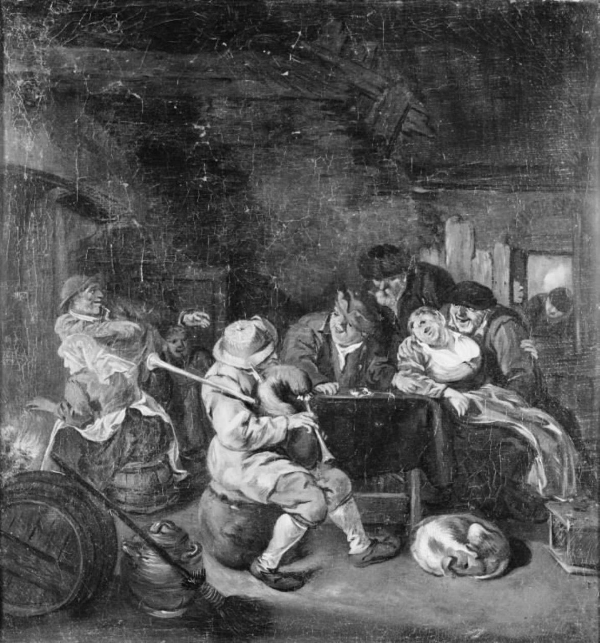 Dudelsackspieler in einem Gasthaus von Cornelis Dusart