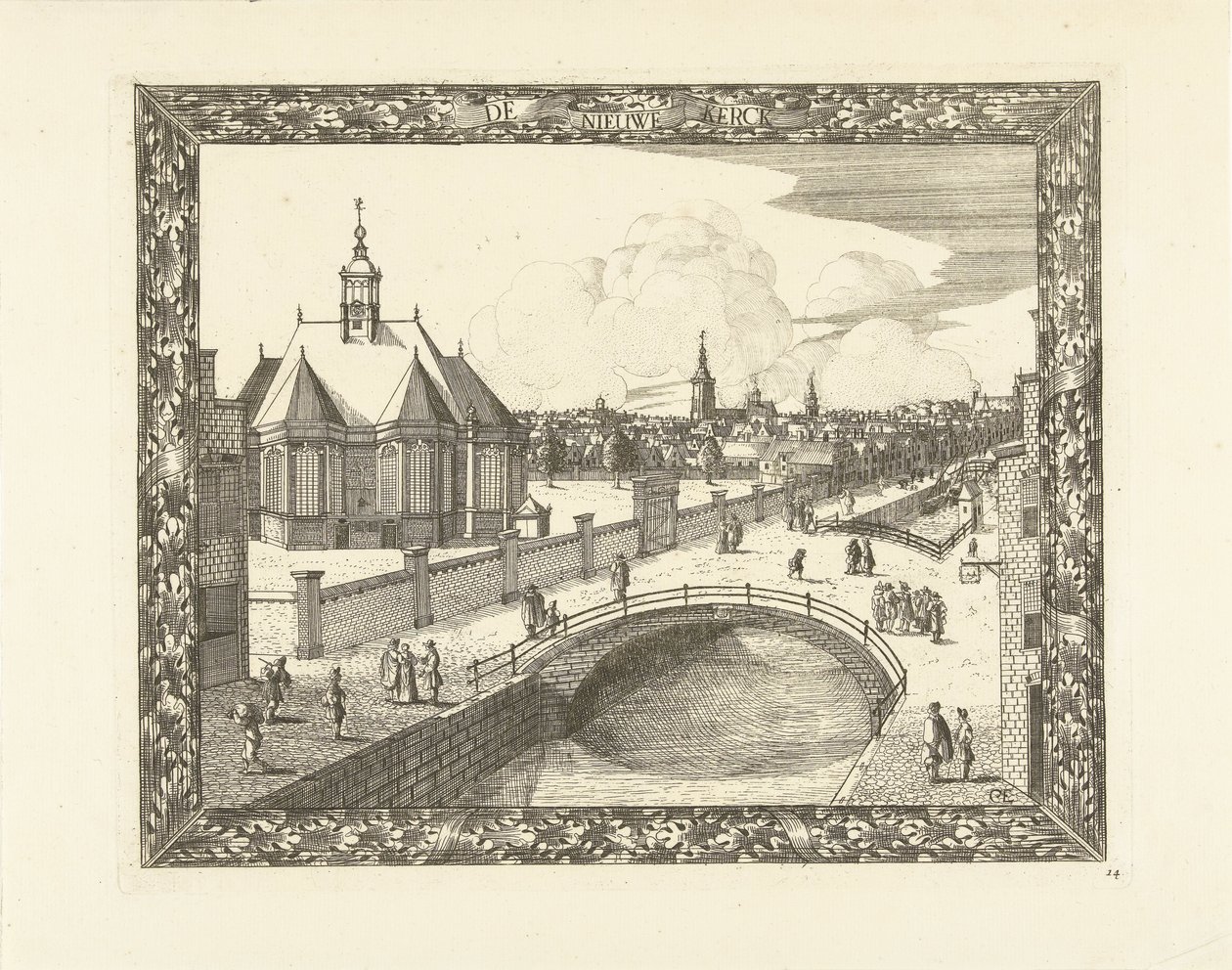 Ansicht der Nieuwe Kerk in Den Haag von Cornelis Elandts