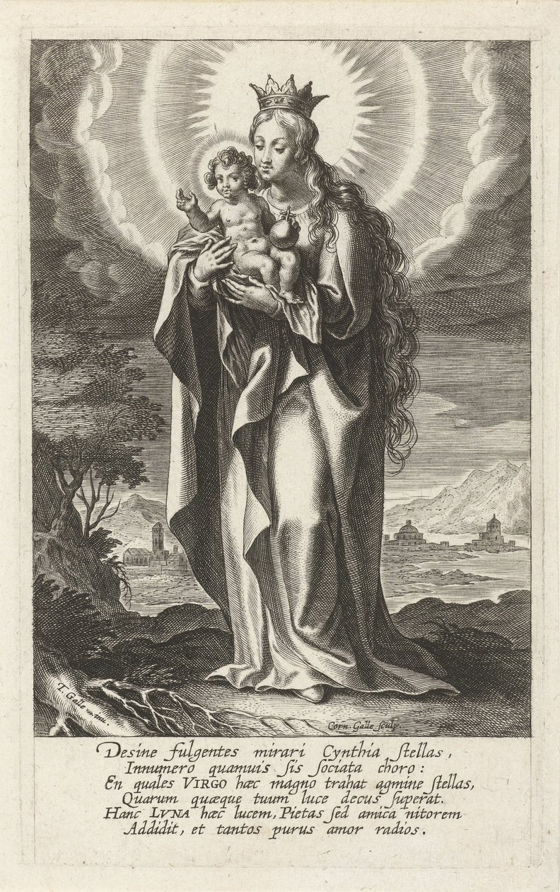 Gekrönte Maria mit Kind von Cornelis Galle (I)
