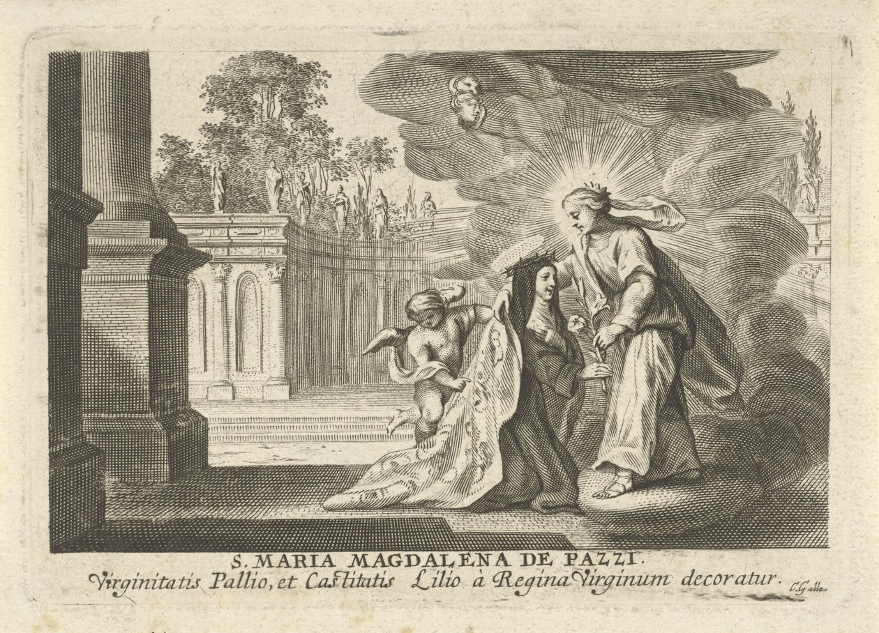 Maria gibt der Hl. Maria Magdalena de Pazzi einen Lilienzweig von Cornelis Galle (I)