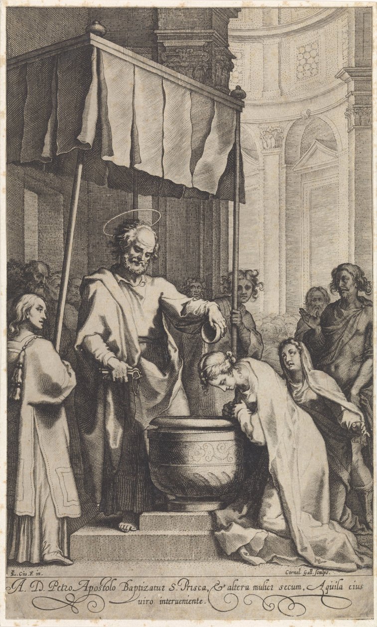 Petrus tauft die heilige Prisca von Rom von Cornelis Galle (I)