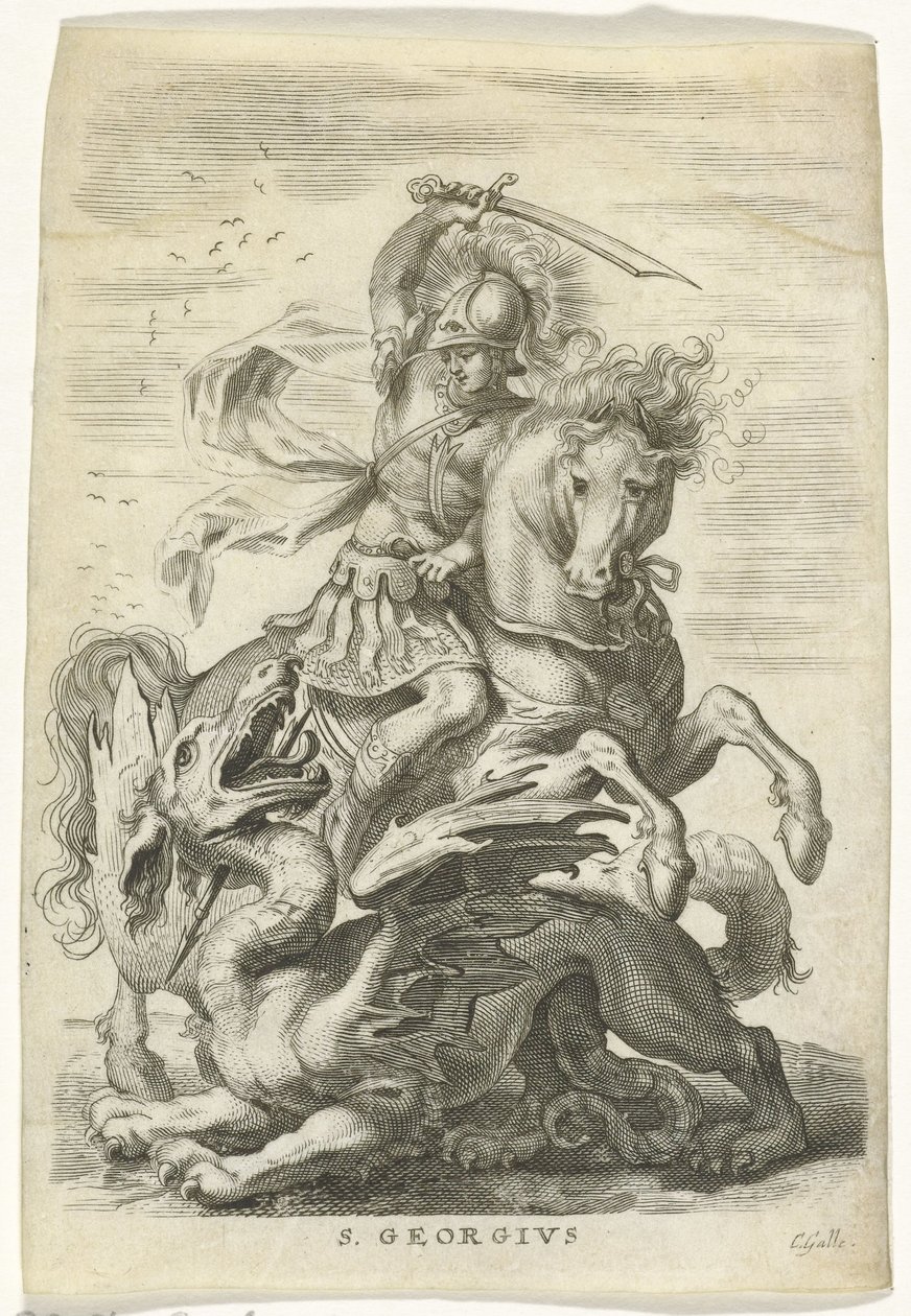 Heiliger Georg kämpft gegen den Drachen von Cornelis Galle (II)