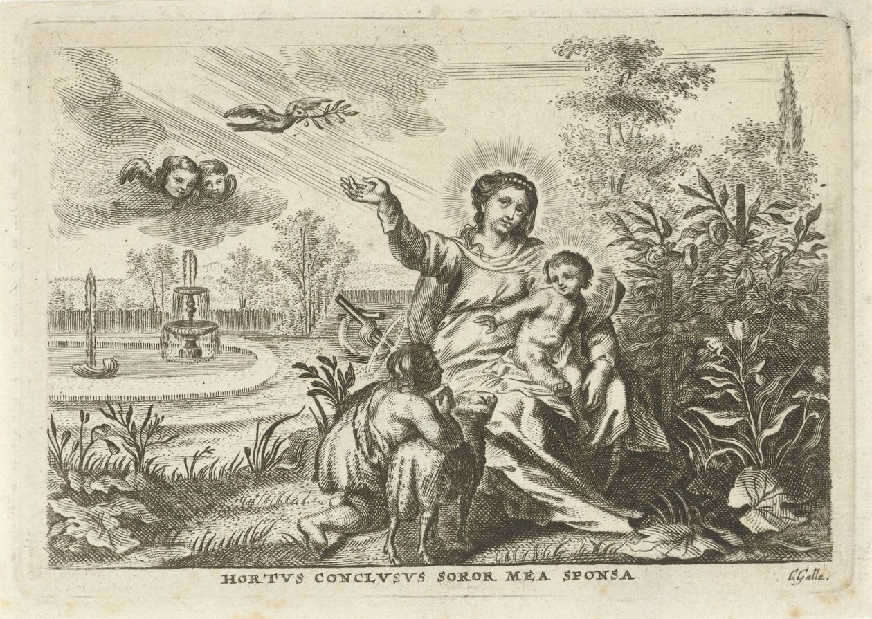 Maria mit Kind und Johannes dem Täufer im Hortus Conclusus von Cornelis Galle (II)