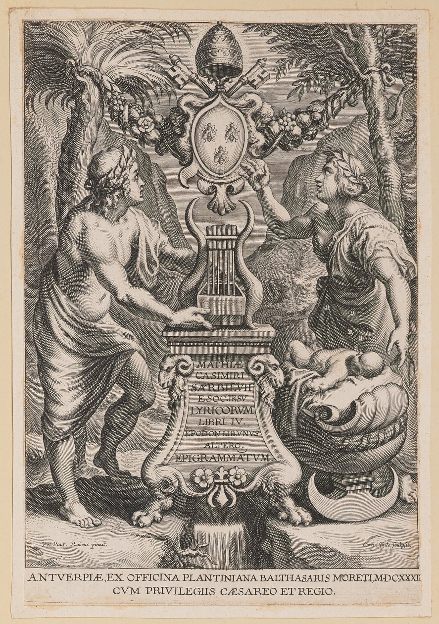 Titelseite für M.C. Sarbievski, Lyricorum Libri IV von Cornelis Galle I after Sir Peter Paul Rubens