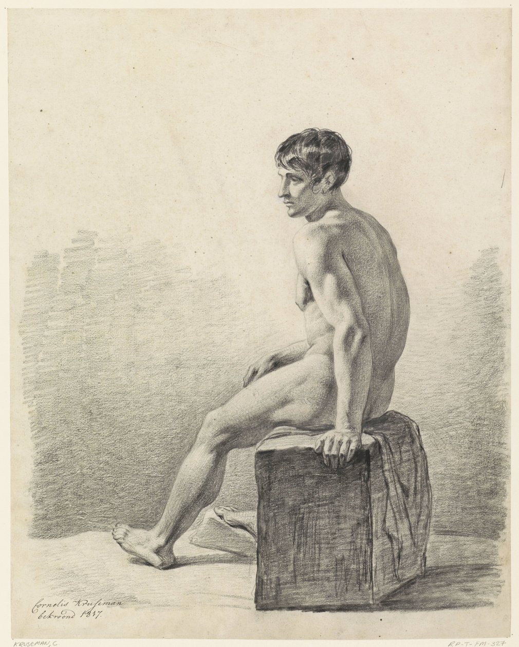 Männlicher sitzender Akt von Cornelis Kruseman