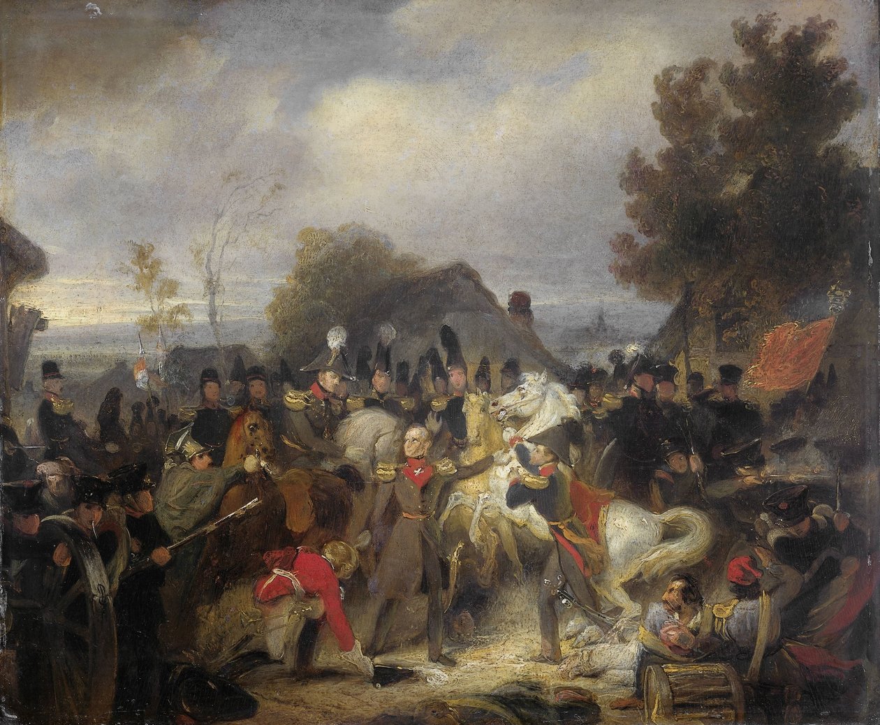 Der Prinz von Oranien wechselt sein verwundetes Pferd während des Gefechts bei Boutersem von Cornelis Kruseman