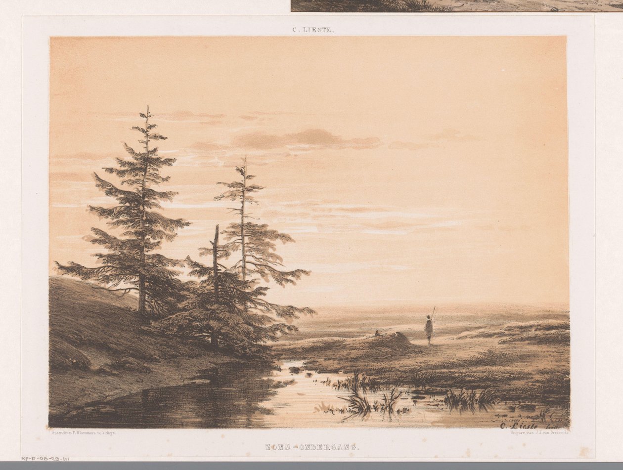 Landschaft mit Sonnenuntergang von Cornelis Lieste