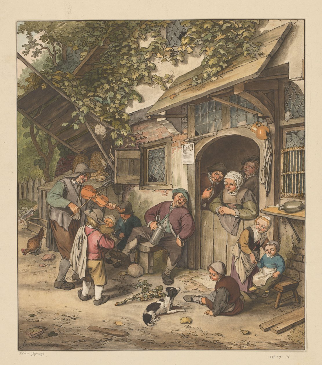 Geigenspieler vor einem Gasthaus von Cornelis Ploos van Amstel (signed by artist)