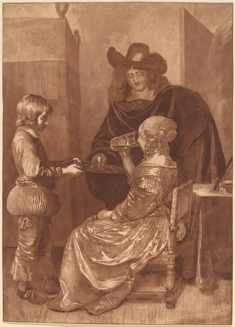 Kavalier und Dame mit einem Pagen von Cornelis Ploos van Amstel