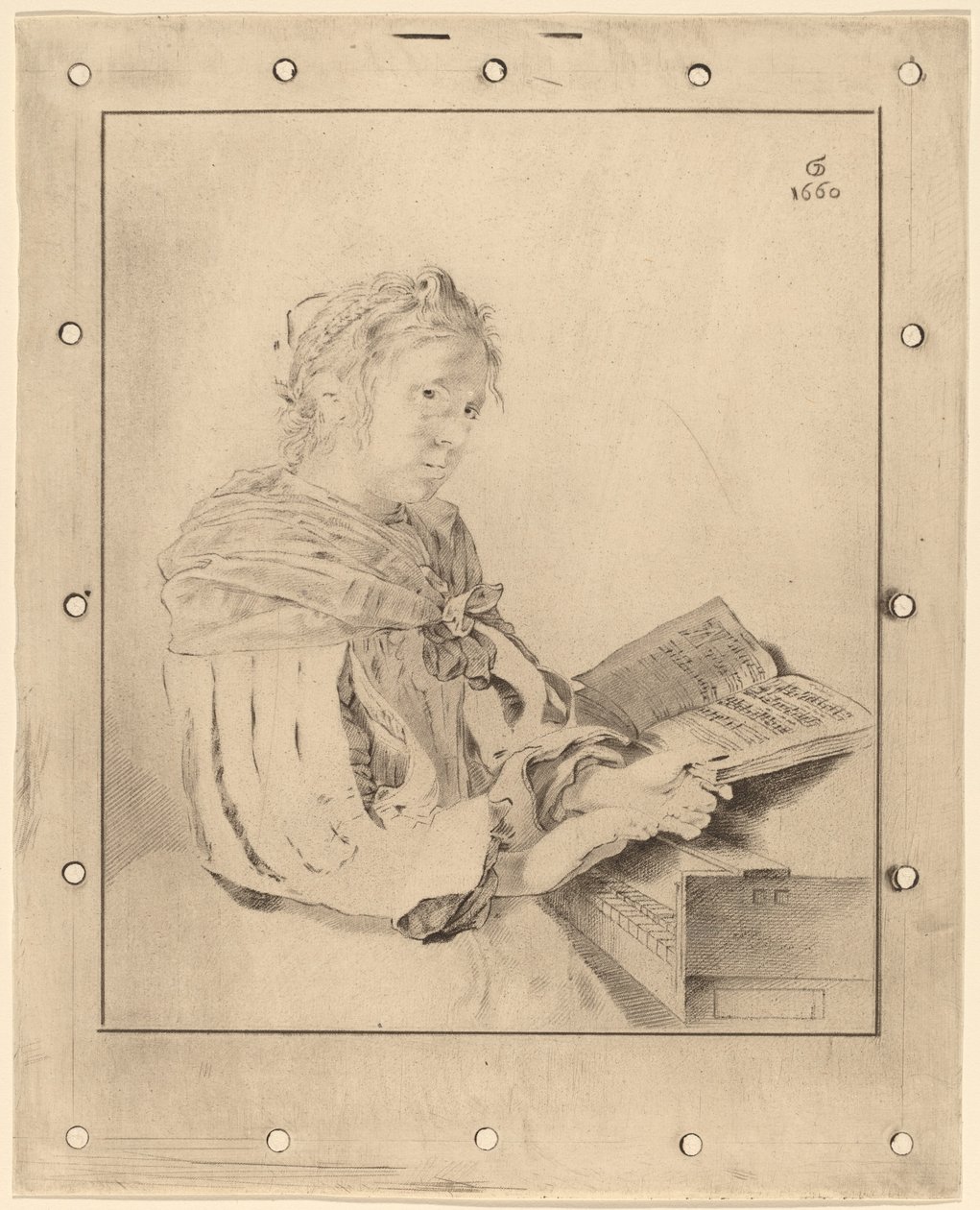 Junges Mädchen am Klavier von Cornelis Ploos van Amstel