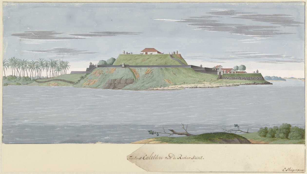 Fort Caliture auf Ceylon, von der Flussseite gesehen von Cornelis Steiger