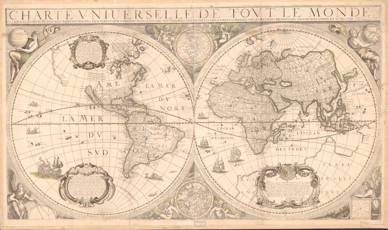 Reliefdarstellung. Enthält Illustrationen, Notizen und zwei Himmelshemisphären von Cornelis; Tavernier Danckerts