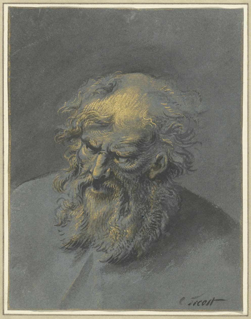 Kopf eines alten Mannes mit Bart (ein Apostel oder Philosoph) von Cornelis Troost