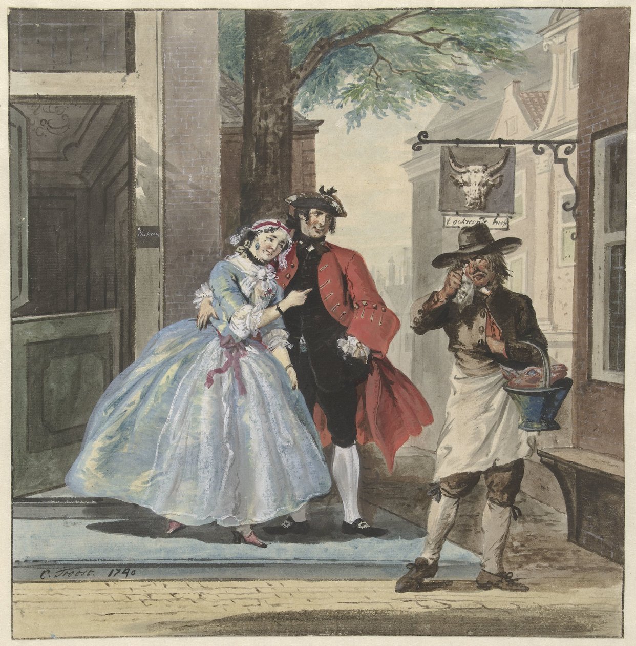 Theaterszene aus Pefroen mit dem Schafskopf von Cornelis Troost