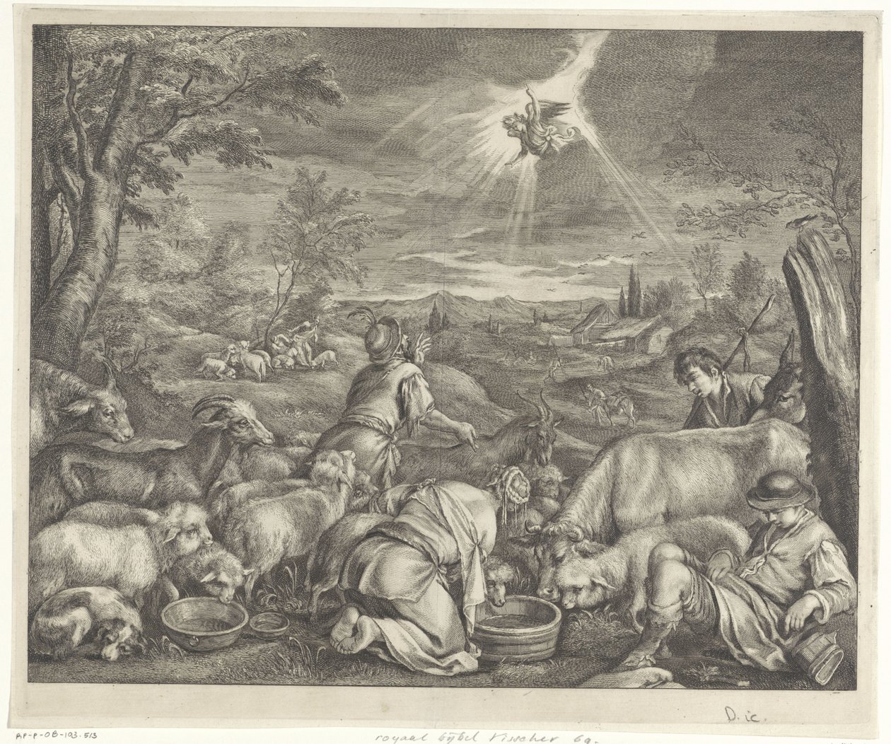 Abraham zieht nach Sichem / Verkündigung an die Hirten von Cornelis Visscher (II)