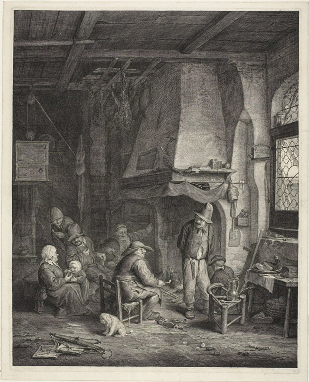 Innenansicht in einem Gasthaus, genannt "Die Schlittschuhläufer" (De Schaatsenrijder) von Cornelis Visscher