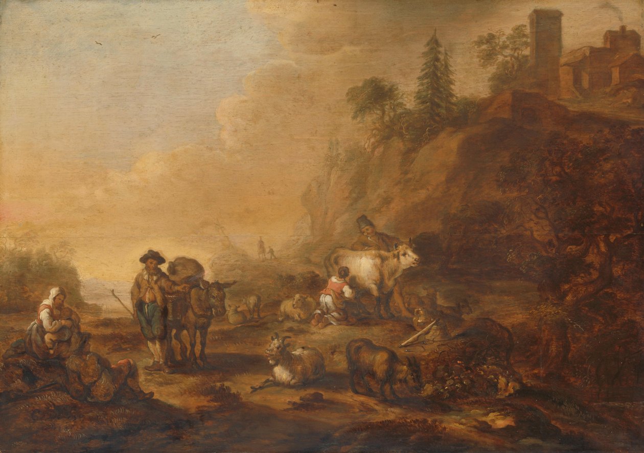 Landschaft mit Hirten und ihren Herden von Cornelis de Bie