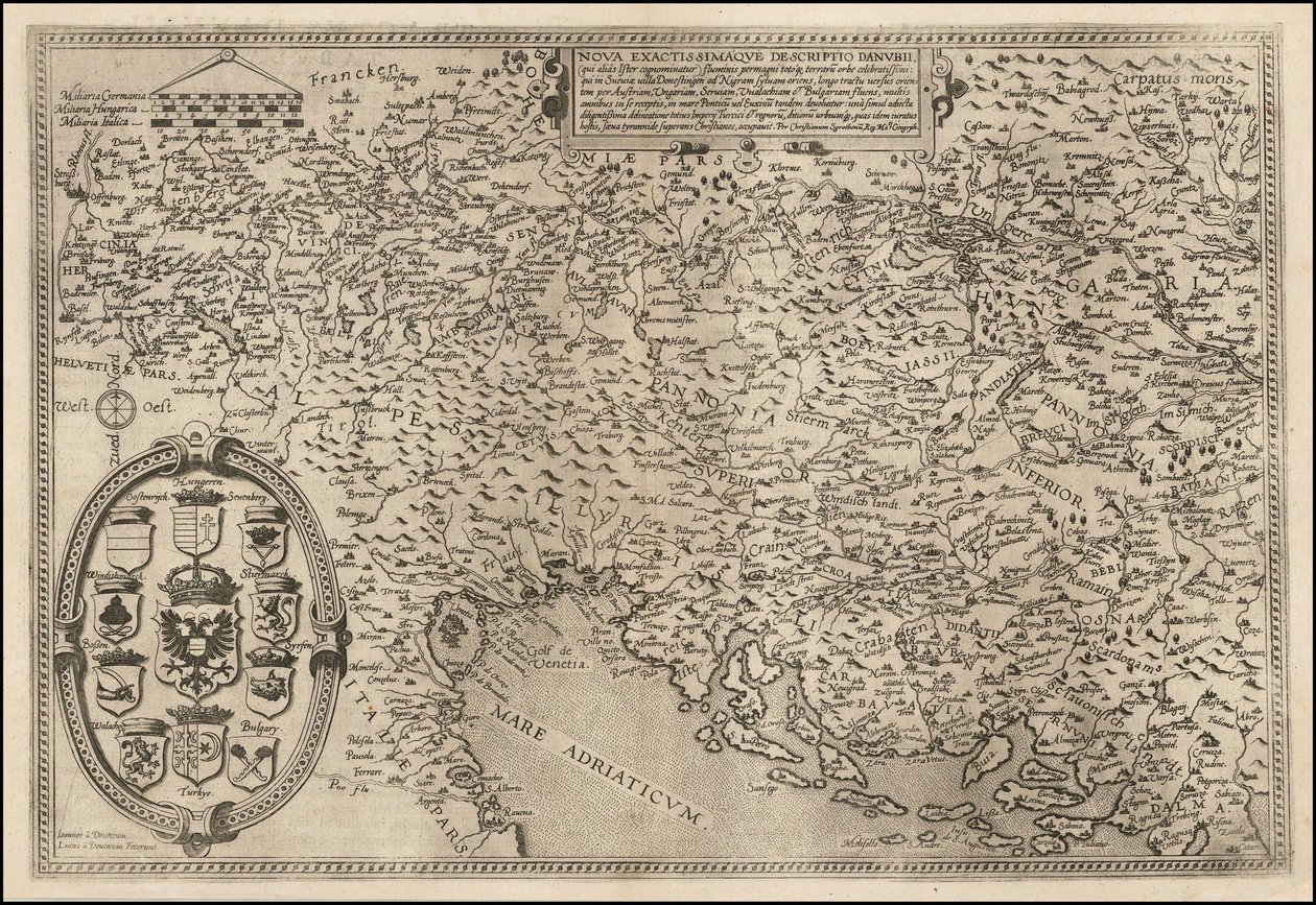 Karte der Donau von Cornelis de Jode, 1593 von Cornelis de Jode