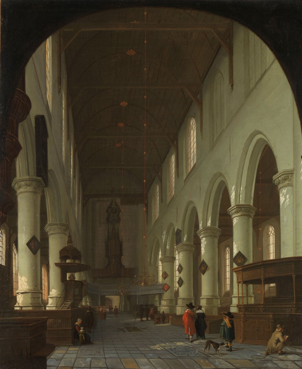 Innenraum der Oude Kerk in Delft vom Chor zum Portal von Cornelis de Man