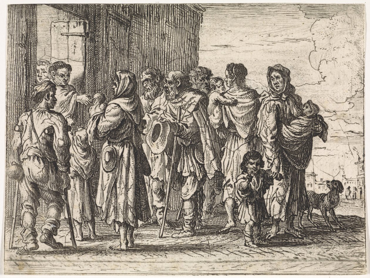 Bettler vor einem Kloster (Serientitel: Genrebilder) von Cornelis de Wael