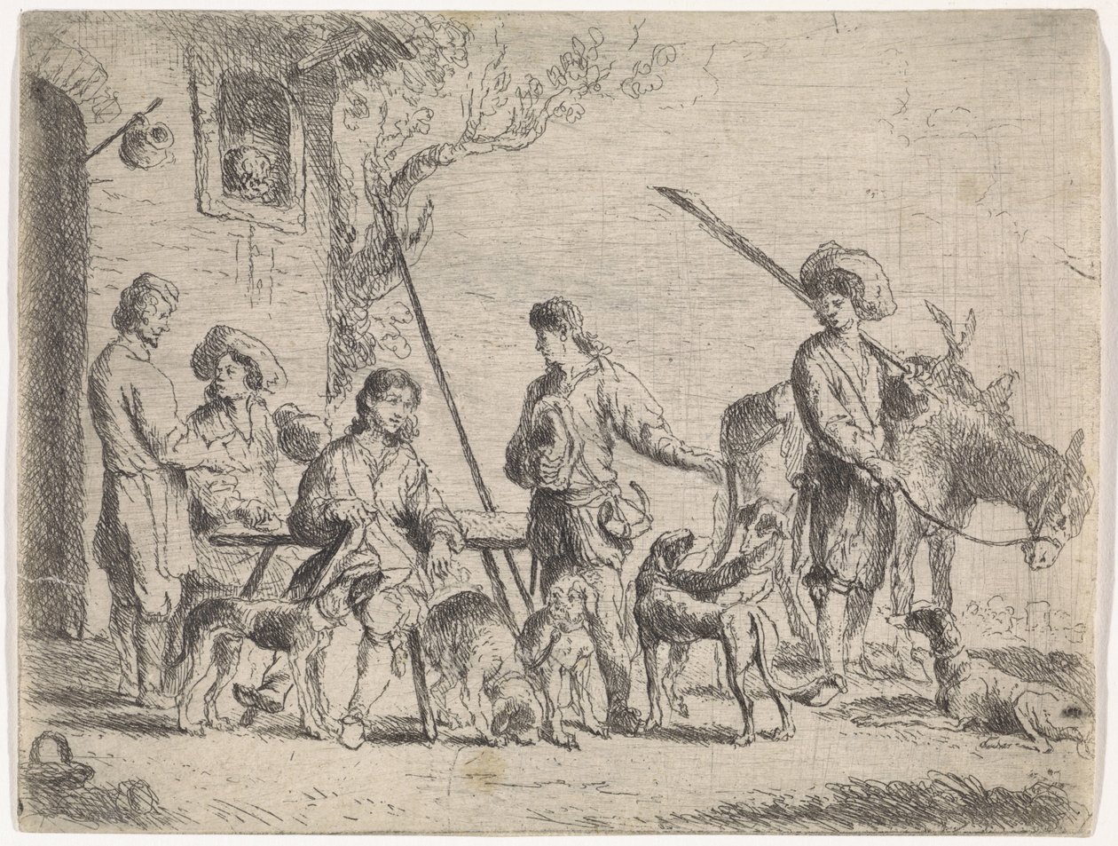 Jäger vor einem Gasthaus von Cornelis de Wael