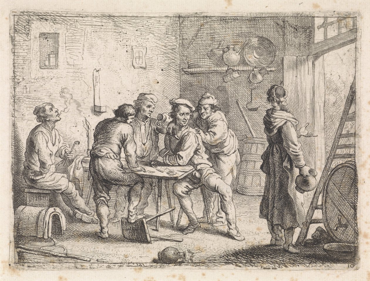 Frau verlässt die Herberge von Cornelis de Wael