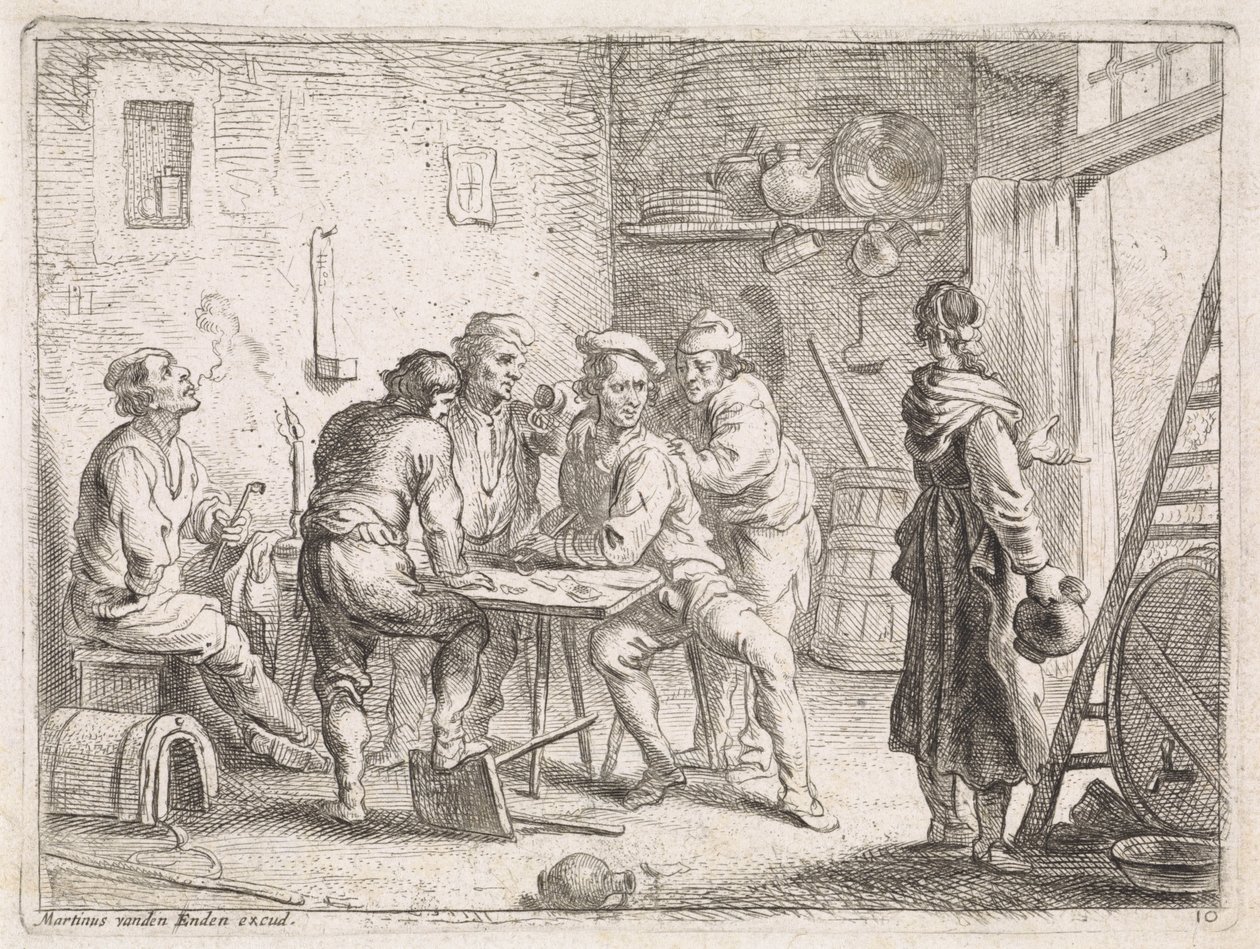 Frau verlässt die Herberge von Cornelis de Wael