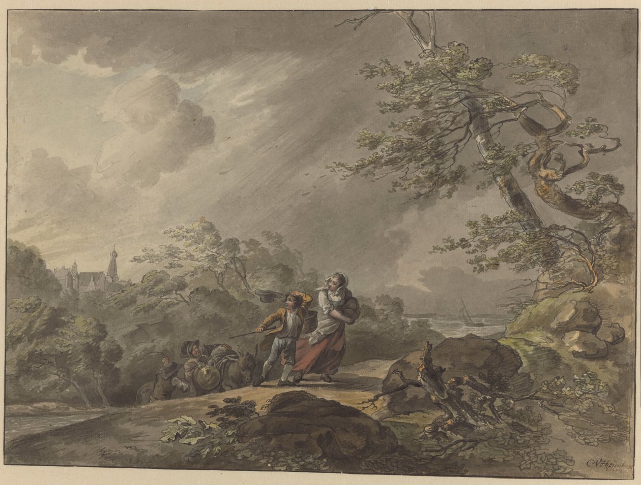 Reisende von einem Sturm bei Schloss Doorwerth überrascht von Cornelis van Hardenbergh