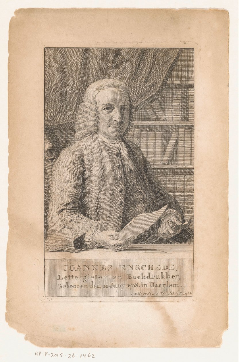 Porträt von Johannes Enschedé Joannes Enschede, Schriftgießer und Buchdrucker (Titel auf Objekt) von Cornelis van Noorde