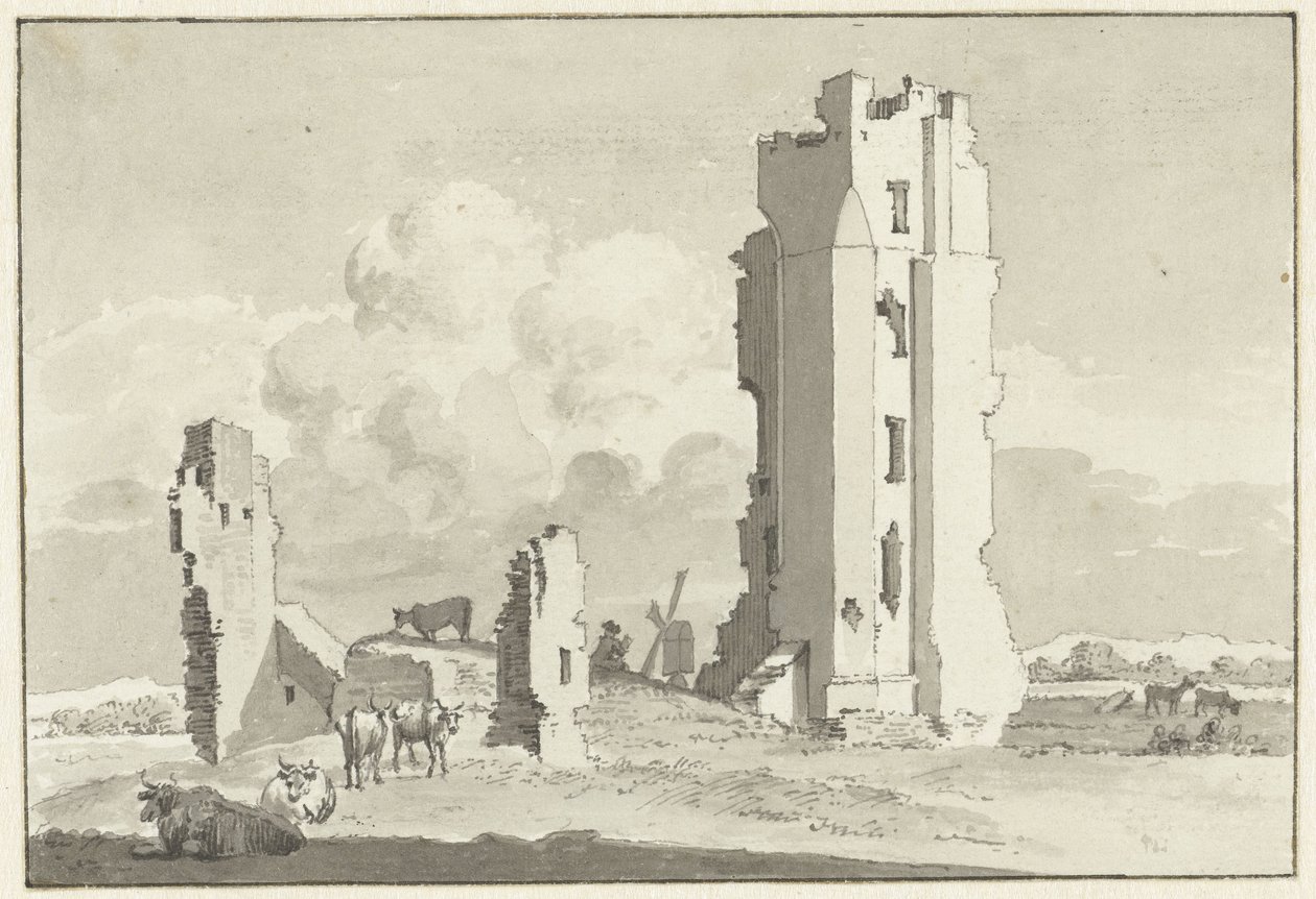 Ruine des Hauses in Kleef bei Haarlem von Cornelis van Noorde