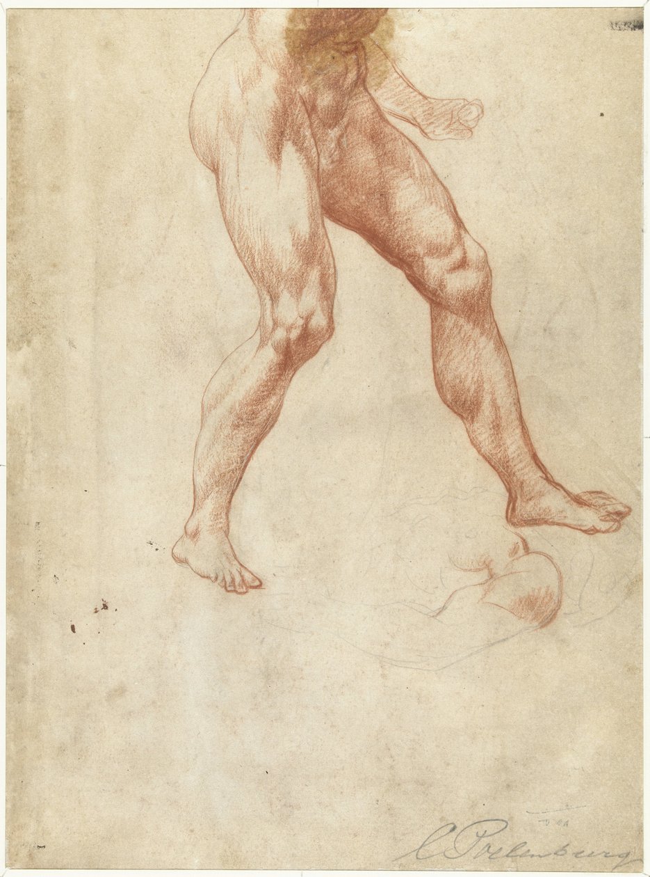 Studie des Unterkörpers eines laufenden männlichen Aktes von Cornelis van Poelenburch