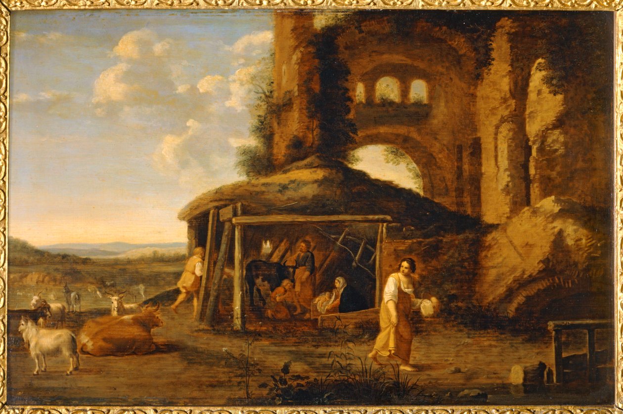 Die Anbetung der Hirten von Cornelis van Poelenburgh or Poelenburch
