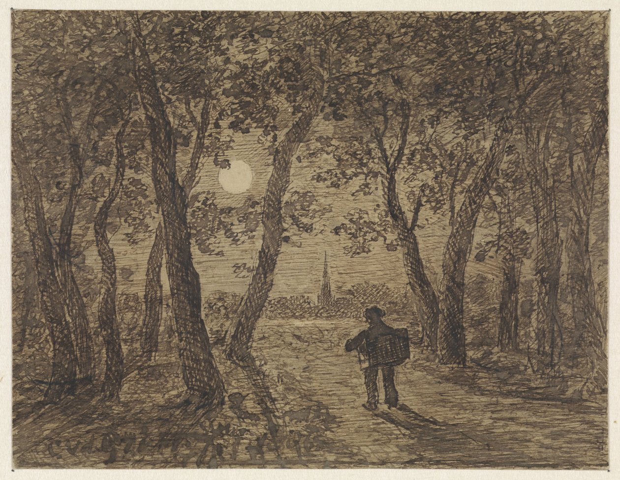 Mann, der bei Mondlicht aus einem Wald spaziert von Cornelis van der Griendt