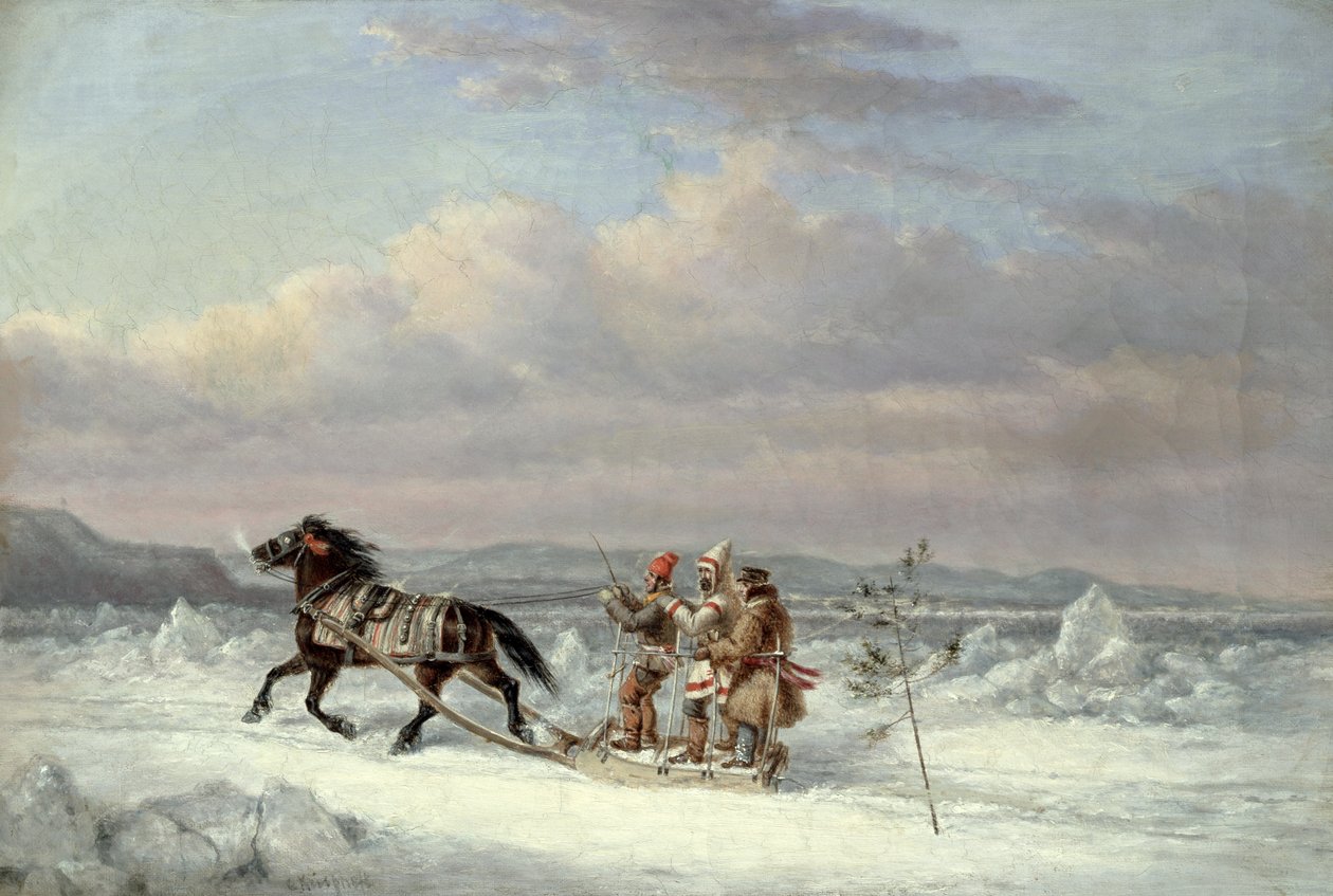 Jäger in einem Pferdeschlitten von Cornelius Krieghoff