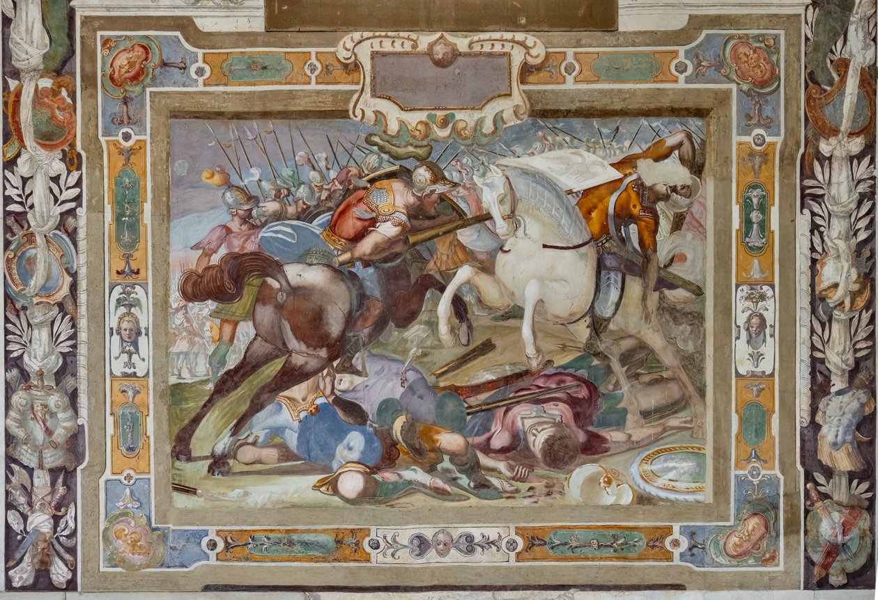 Schlachtenszene, aus den Taten von Gottfried von Bouillon bei der Eroberung Jerusalems, ca. 1589-94 von Cosimo Daddi