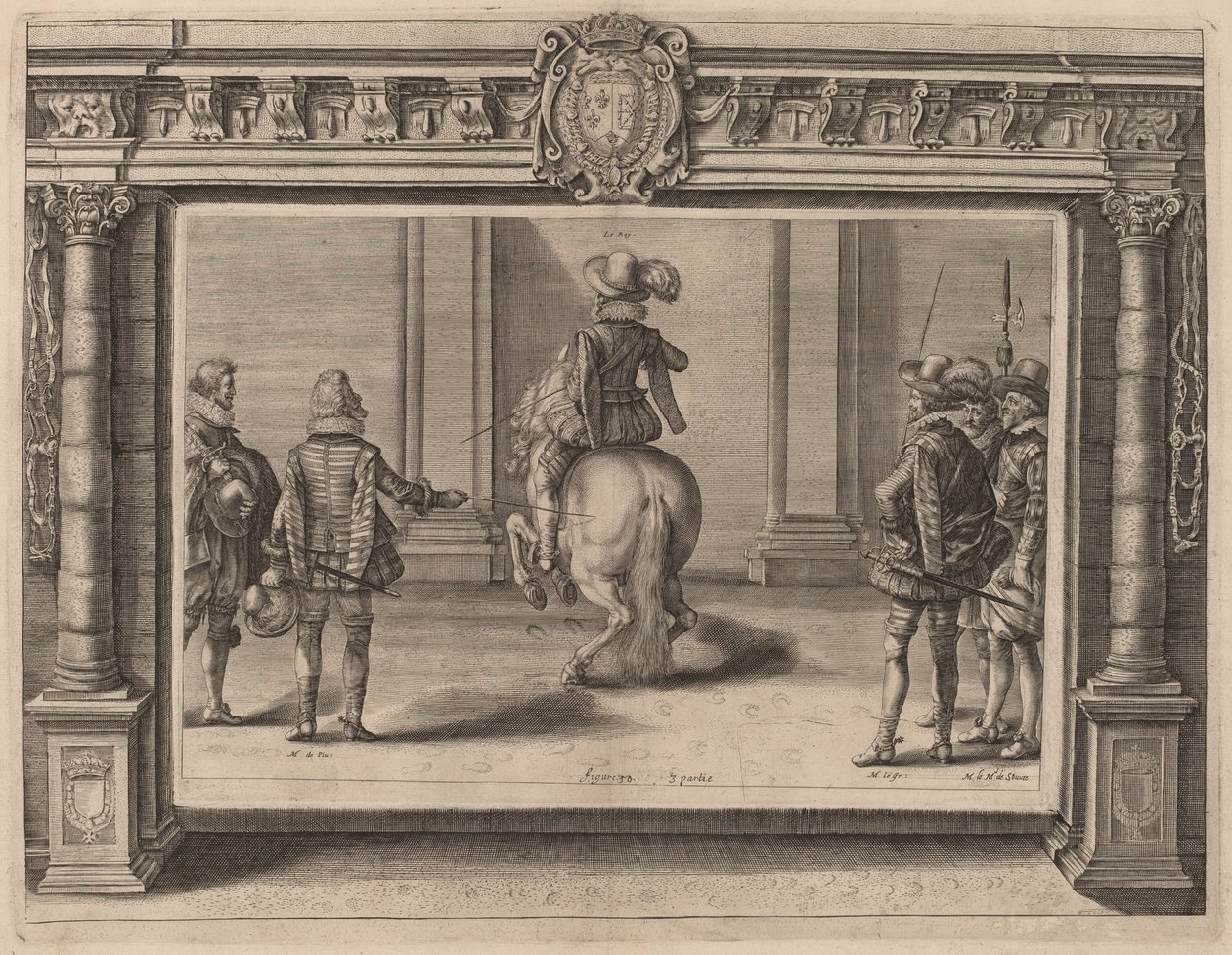 Ludwig XIII. zu Pferd, erhält Unterricht von Crispijn de Passe II