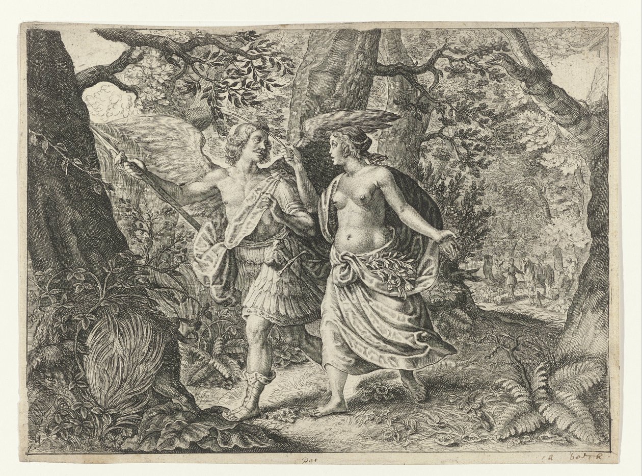 Circe verwandelt Picus in einen Specht (Metamorphosen von Ovidius) von Crispijn van de Passe (II) (after)