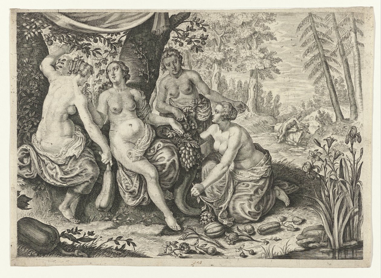 Nymphen füllen das Füllhorn von Crispijn van de Passe (II) (attributed to)
