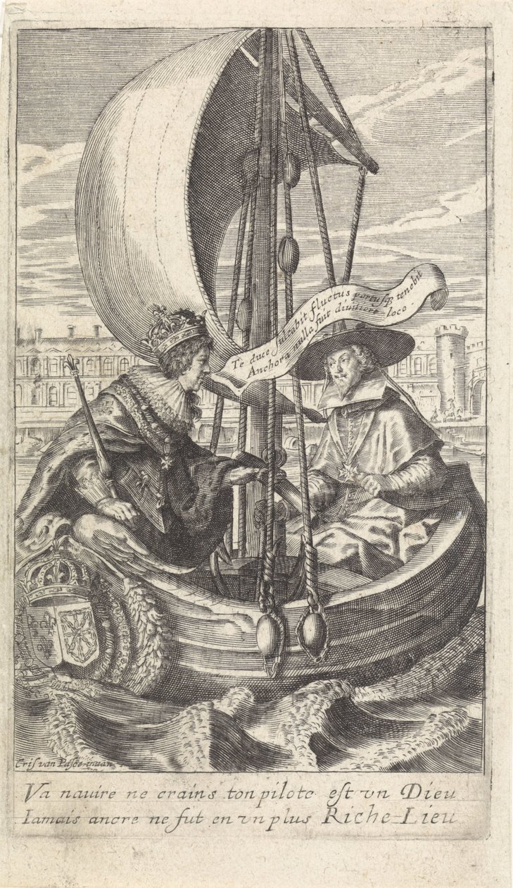 König Ludwig XIII. und Kardinal Richelieu in einem Boot von Crispijn van de Passe (II)