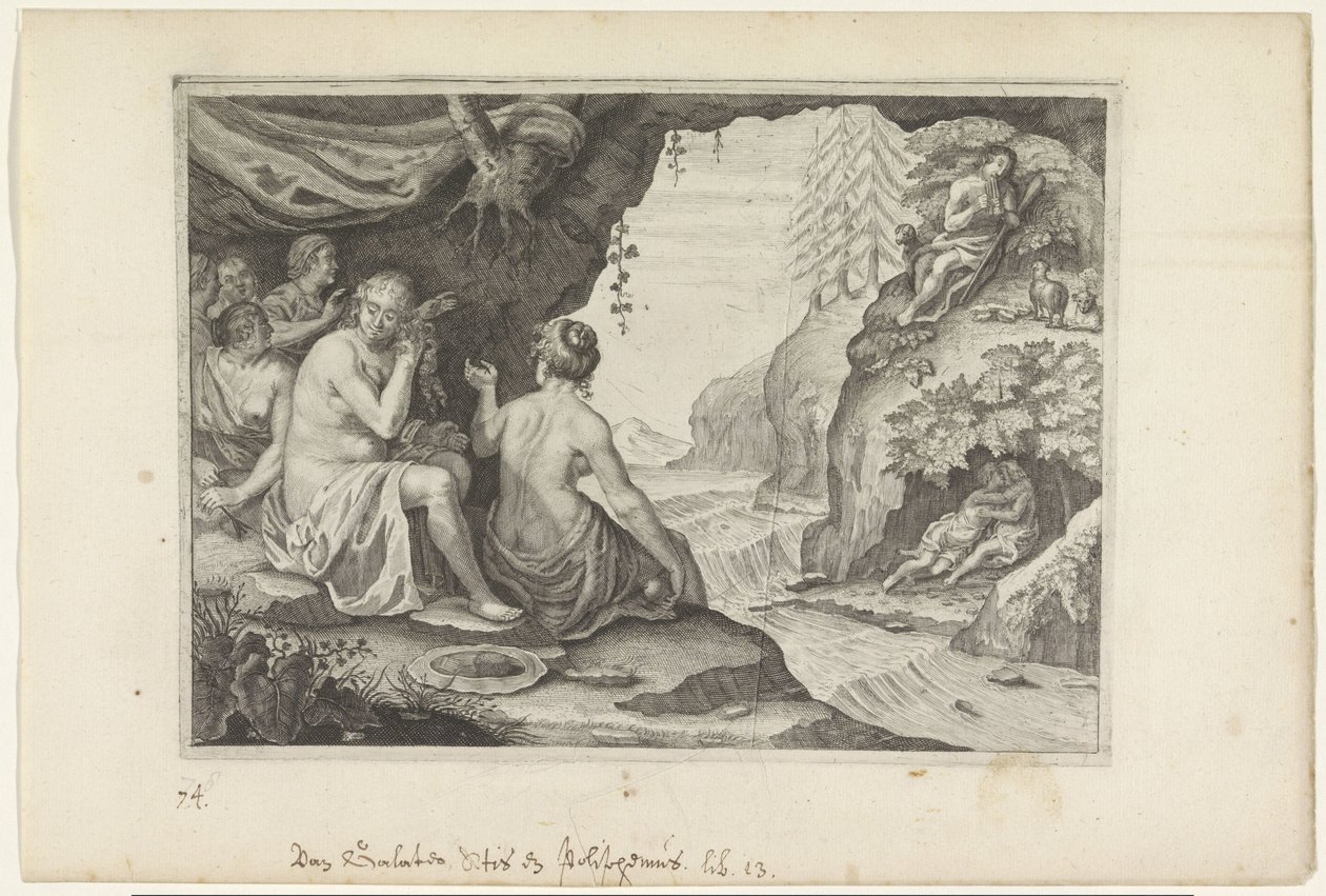 Polyphemus und Acis lieben Galatea (Metamorphosen von Ovid, Serientitel) von Crispijn van de Passe (II)