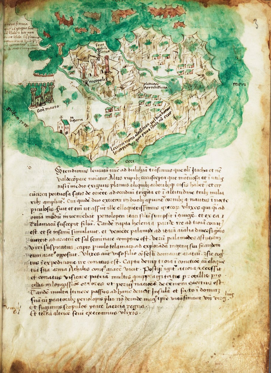 Karte von Paxos, ca. 1420 von Cristoforo Buondelmonti