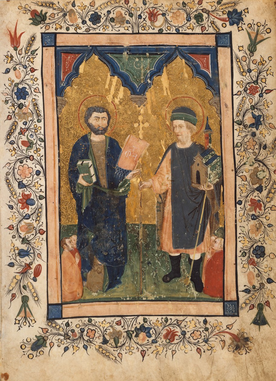 Der Evangelist Markus und der Heilige Sinibaldus, verehrt von Mitgliedern einer Laiengemeinschaft, ca. 1425-34 von Cristoforo Cortese