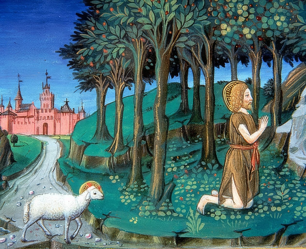 Johannes der Täufer betet vor den Toren der Stadt von Cristoforo De Predis