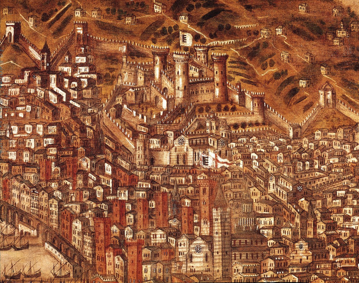 Ansicht von Genua und seiner Burg (Detail) von Cristoforo de Grassi