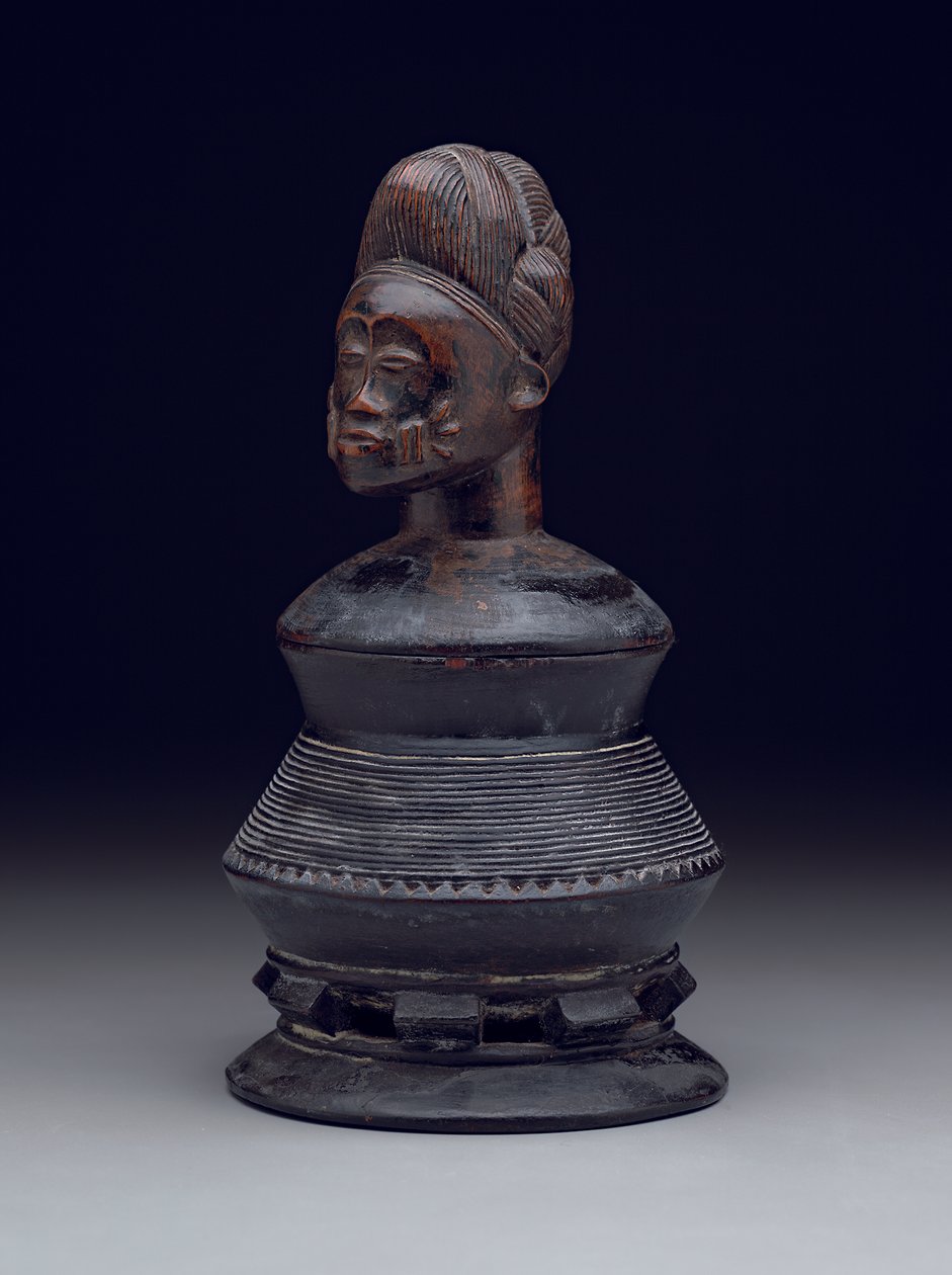 Salbentopf mit Effigiedeckel, frühes bis mittleres 20. Jahrhundert (Holz) von Culture Baule